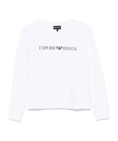 Emporio Armani Long-sleeved Sweatshirt In White