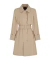 Emporio Armani Trench Coat With Belt In Water-repellent Technical Cotton In Nude