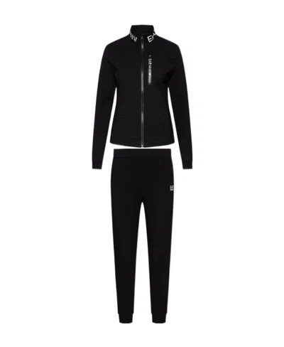 Emporio Armani Long-sleeved Zippered Sports Suit In Black