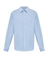 Emporio Armani Icon Shirt In Tropical Light Wool Canvas In Blue
