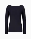 Emporio Armani Long Sleeves T-shirts In Navy Blue