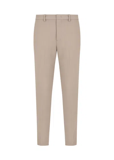 Emporio Armani Long Tapered Narrow-foot Solid Color Casual Pants In Nude