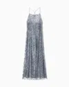 Emporio Armani Long Tulle Dress With All-over Micro-sequin And Jet Embroidery In Gray