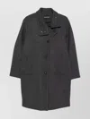 Emporio Armani Long Wool Blend Coat With High Collar In Gray