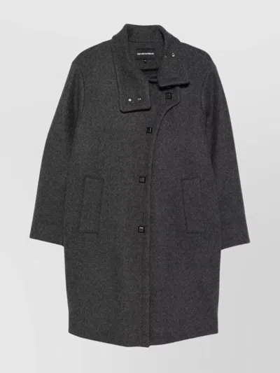EMPORIO ARMANI LONG WOOL BLEND COAT WITH HIGH COLLAR