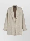 Emporio Armani Tan Single-breasted Blazer For Women In Cotton-linen Bouclé Material