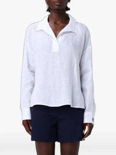 Emporio Armani Long-sleeve Linen Blouse In White