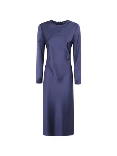 Emporio Armani Long-sleeve Maxi Dress In Blue