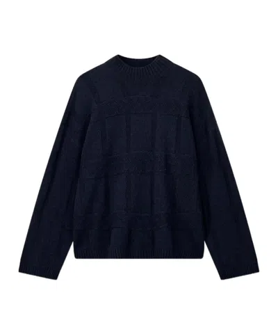 Emporio Armani Long-sleeve Solid-color Crew-neck Casual Pullover Sweater For Work In Blue