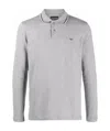 Emporio Armani Longsleeved Logo-print Polo Shirt In Gray