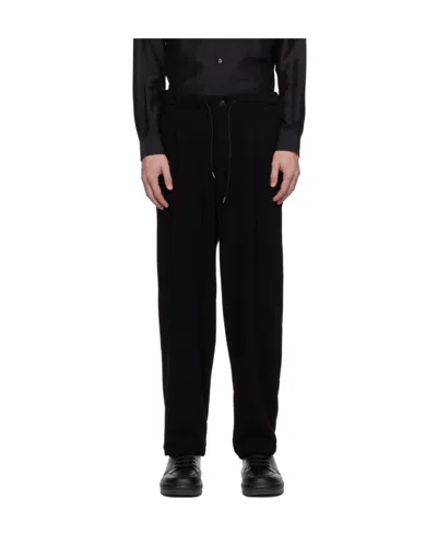 Emporio Armani Loose And Tight Drawstring Casual Pants In Black