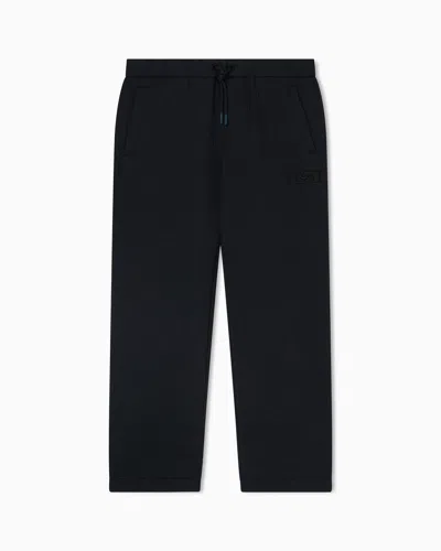 Emporio Armani Kids' Loose-fit Quilted Jersey Trousers In Black