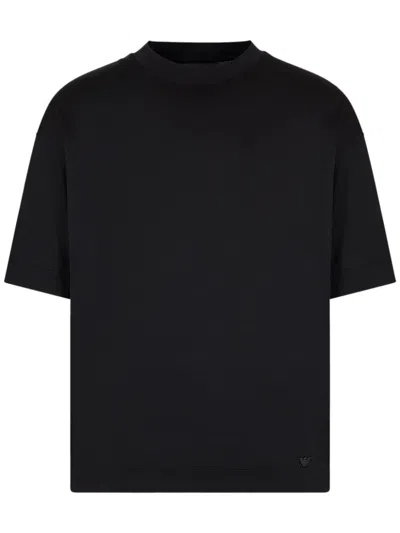 Emporio Armani Logo-embroidered T-shirt In Blue