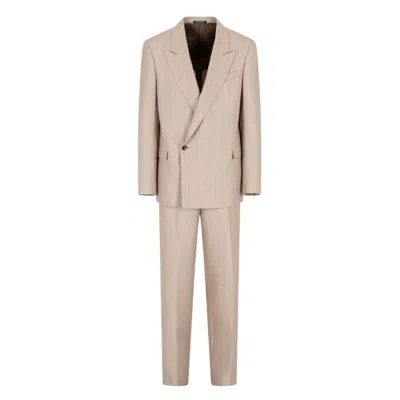 Emporio Armani Loose-fit Virgin Wool Suit In Neutral