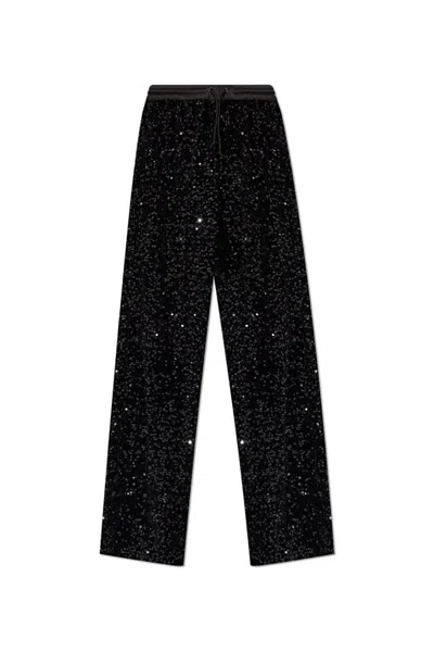 Emporio Armani Loose Fitting Sequin Trousers In Black