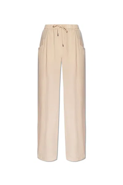 Emporio Armani Loose Fitting Trousers In Beige
