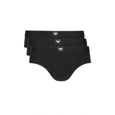 Emporio Armani Lot De 3 Slips En Coton In Black
