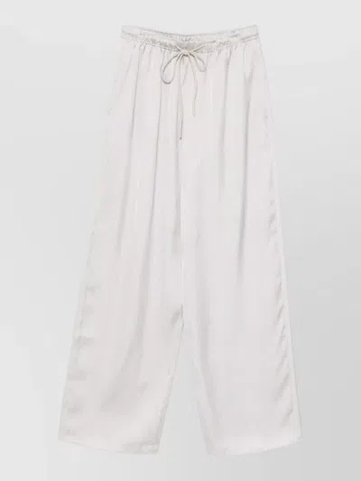 Emporio Armani Lounge Trousers Vertical Stripe Elastic Waistband In White