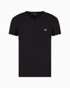 Emporio Armani Loungewear T-shirt Mit V-ausschnitt In Fitted Fit Aus Weichem Modal In Black