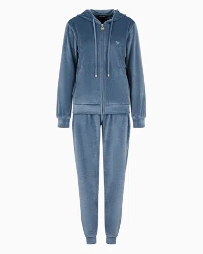 Emporio Armani Loungewear Trainingsanzug Aus Chenille In Yellow Cream