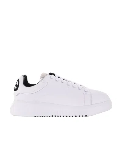 Emporio Armani Low Lace-up Sneakers In White