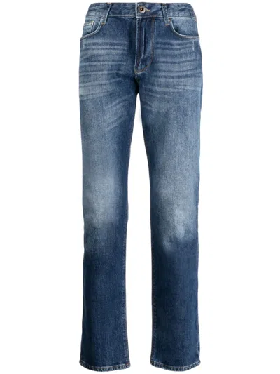 Emporio Armani Low-rise Straight Jeans In Blue