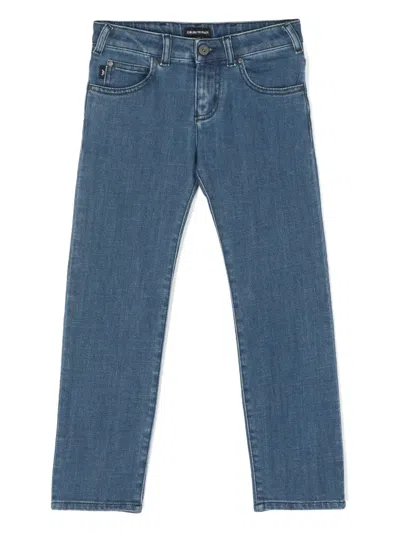 Emporio Armani Kids' Low-rise Straight-leg Jeans In Blue