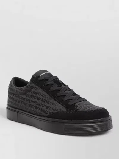 Emporio Armani Low Sneakers Flat Sole Round Toe In Black