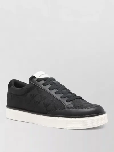 Emporio Armani Low Top Sneakers Round Toe Rubber Sole In Black
