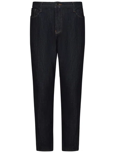 Emporio Armani Low-waisted Slim Fit Denim Jeans In Black