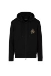 Emporio Armani Double-jersey Hooded Zip Sweatshirt With Lunar New Year Embroidery In Black