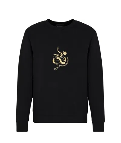 Emporio Armani Double-jersey Sweatshirt With Lunar New Year Embroidery In Black