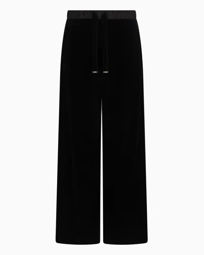 Emporio Armani Lunar New Year Chenille Elasticated-waist Trousers In Black