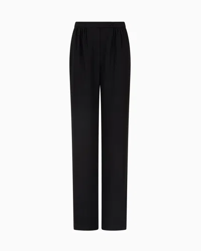 Emporio Armani Lurex Crêpe Wide-leg Trousers In Black