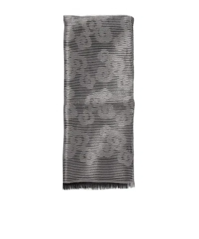 Emporio Armani Lurex-detail Scarf In Gray