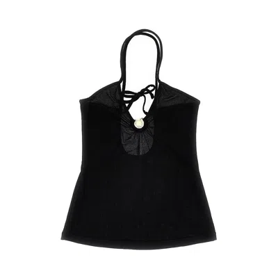 Emporio Armani Lurex Jersey Top In Black