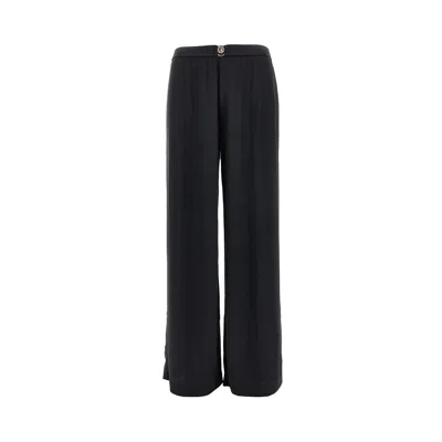Emporio Armani Lurex Jersey Wide Pants In Black