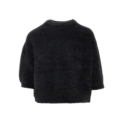 Emporio Armani Lurex Links Stitch Knit Sweater In Black