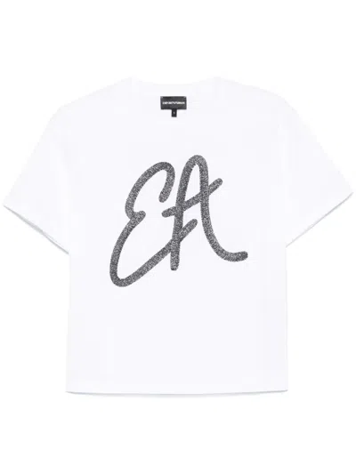 EMPORIO ARMANI LUREX-LOGO COTTON T-SHIRT