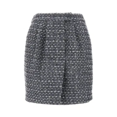 Emporio Armani Lurex Tweed Mini Skirt In Blue