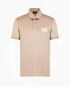 Emporio Armani Official Store Lyocell-blend Jersey Polo Shirt With Armani Sustainability Values Logo Raised Embroid In Beige