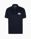 Emporio Armani Official Store Lyocell-blend Jersey Polo Shirt With Armani Sustainability Values Logo Raised Embroid In Navy Blue