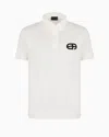 Emporio Armani Official Store Lyocell-blend Jersey Polo Shirt With Armani Sustainability Values Logo Raised Embroid In White