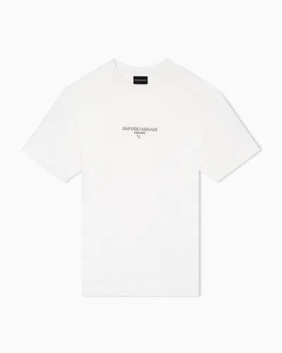 Emporio Armani Lyocell Blend Jersey T-shirt With 3d-effect Logo In White