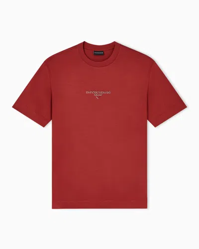 Emporio Armani Lyocell Blend Jersey T-shirt With 3d-effect Logo In Red