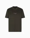 Emporio Armani Lyocell Blend Jersey T-shirt With 3d-effect Logo In Green
