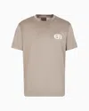 Emporio Armani Official Store Lyocell-blend Jersey T-shirt With Armani Sustainability Values Ea Logo Raised Embroid In Beige