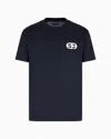 Emporio Armani Official Store Lyocell-blend Jersey T-shirt With Armani Sustainability Values Ea Logo Raised Embroid In Navy Blue