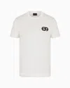 Emporio Armani Official Store Lyocell-blend Jersey T-shirt With Armani Sustainability Values Ea Logo Raised Embroid In White