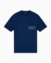Emporio Armani Lyocell Blend Jersey T-shirt With Pocket And 3d-effect Logo In Blue